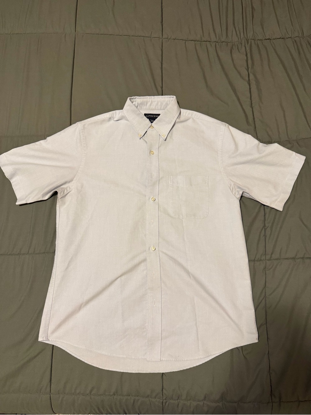 Lands' End Short-Sleeve Button-Down Shirt in Light Blue